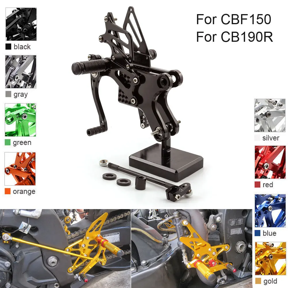 Cnc Aluminum Adjustable Rearsets Foot Pegs For Honda Cbf150 Cb190r Cbf 150 Cb 190r Aliexpress