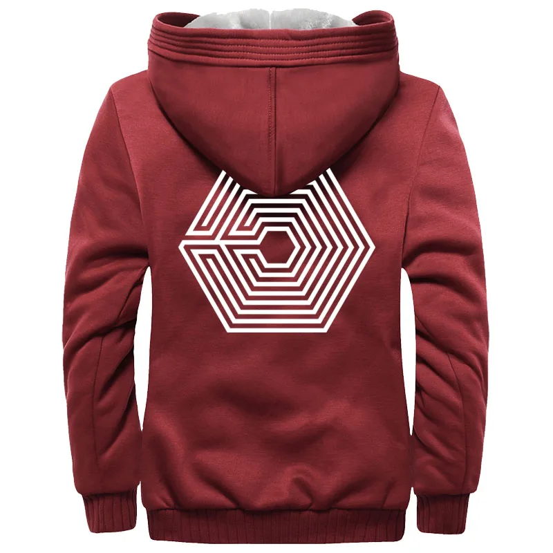 all-Red03 EXO молнии с капюшоном Мужские трюки фланелевые пальто форма EXO Planet зимняя теплая хлопковая стеганая куртка повседневные толстовки - Цвет: all-Red03