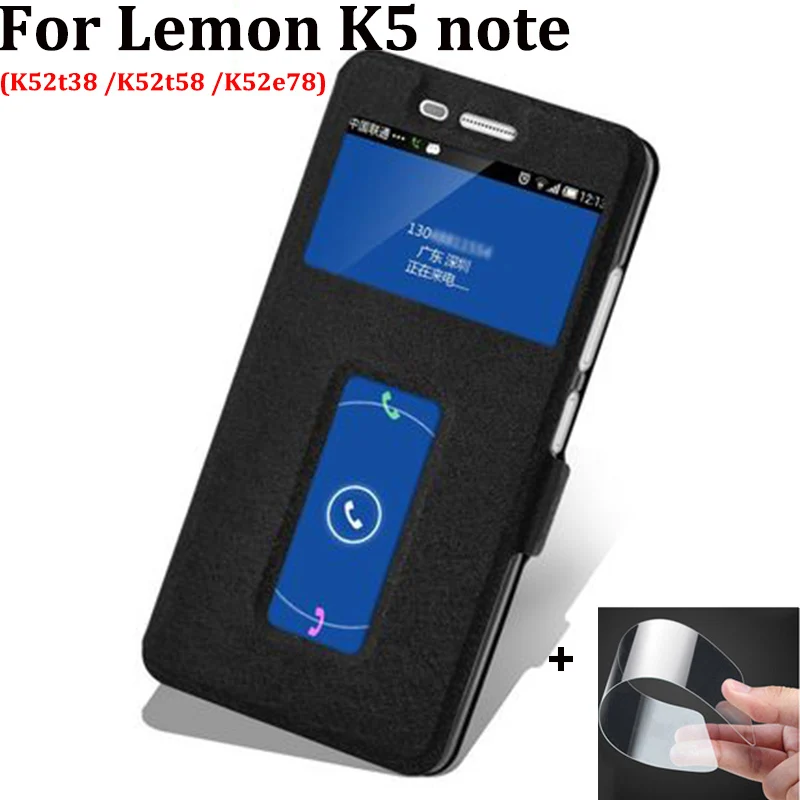 5.5&quot Open window cover For Lenovo Lemon K5note K5 note Case leather Cases K52t38 K52t58 K52e78 flip shell back skin | Мобильные