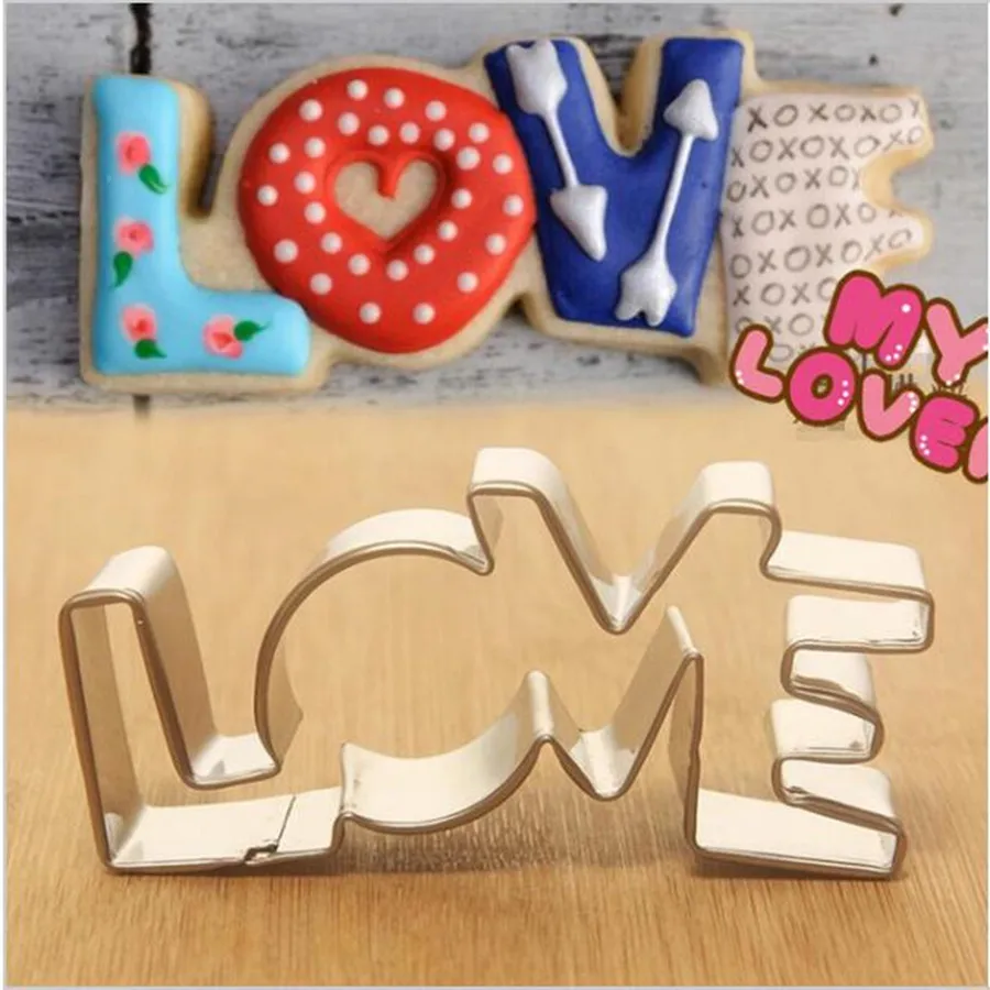 

Lover Series Design Stainless Steel Cookie Cutter LOVE Letter Shape Forms For Biscuit Mold Bakeware Pastry Confectionery Tools
