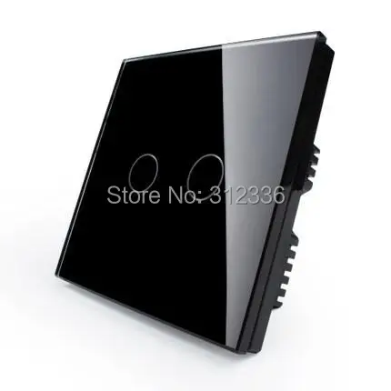 

free shipping 2 gang 2 way Black Color Double way wall switch Glass touch switch panel the best factory price