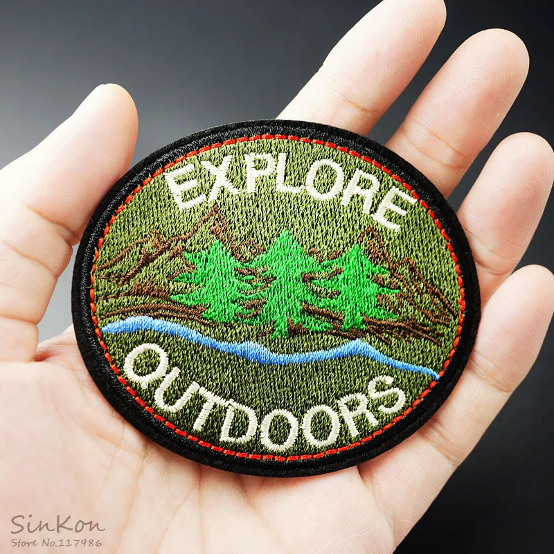 

EXPLORE (Size:6.8X7.9cm) DIY Badge Patch Embroidered Applique Sewing Clothes Stickers Garment Apparel Accessories Badges