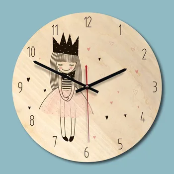 

Modern Antique Wooden Girl Wall Clock Creative Home Decor Living Room Hanging Clocks Children Quartz Wall Clocks Zegar 50w181