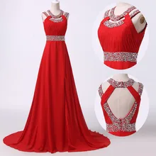 Nach Maß A-linie Red Chiffon Abendkleid Echt Bilder Abendkleider 2016