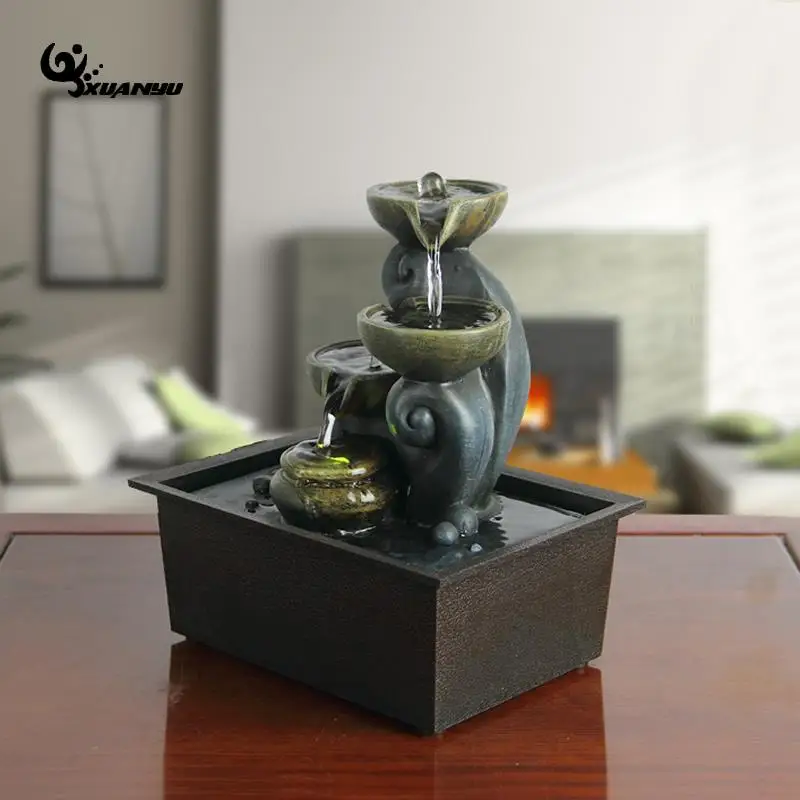  Synthetic Resin Miniature Fountain Creative Watering Home Decor Living Room Office Desk Ornaments H