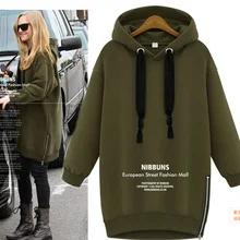 Новинка Европейский зимний головной убор свободный с капюшоном шнурок длинный абзац размера плюс теплые бархатные толстовки