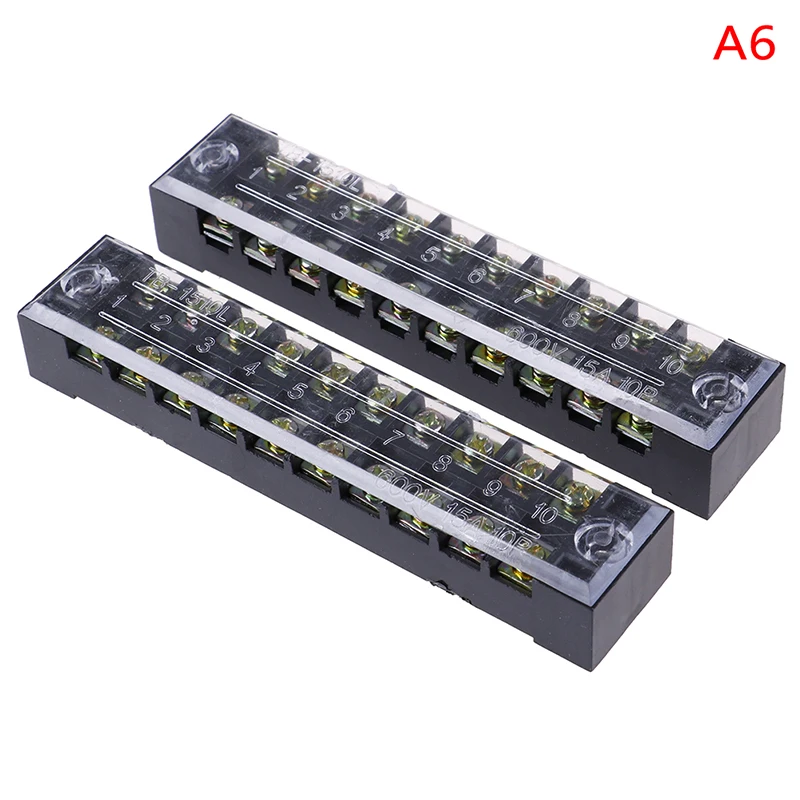 New 2Pcs Useful Dual Row Strip Screw Terminal Block 15A 600V Fixed Wiring Board Wire Connector Hot Sale - Цвет: A6