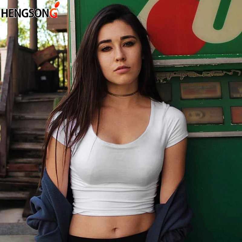 High Quality Solid White T Shirt Women Summer Basic T shirts Female