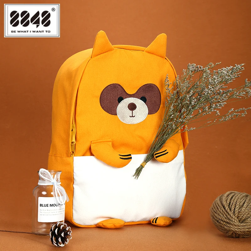 

8848 Cute 3D Cartoon Bear Backpack Women Canvas Animal Shape Schoolbags for Teenager Girls Boys Funny Female Mochila 201-061-001