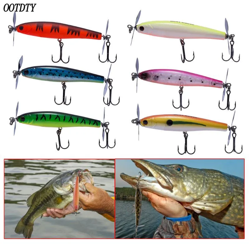 

Fishing Bait Propeller Head Tail Hook Sharp Professional Tackle Lure Artificial 3D Baits 9cm14.5g Trolling Fishing Accessories