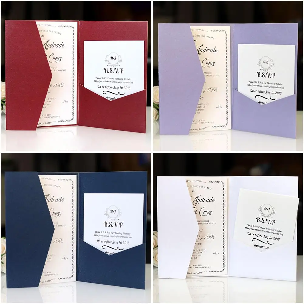  10pcs Simple Style Wedding Invitation Cards Card Paper For Wedding Birthday Shower Party Decoration - 32948443460