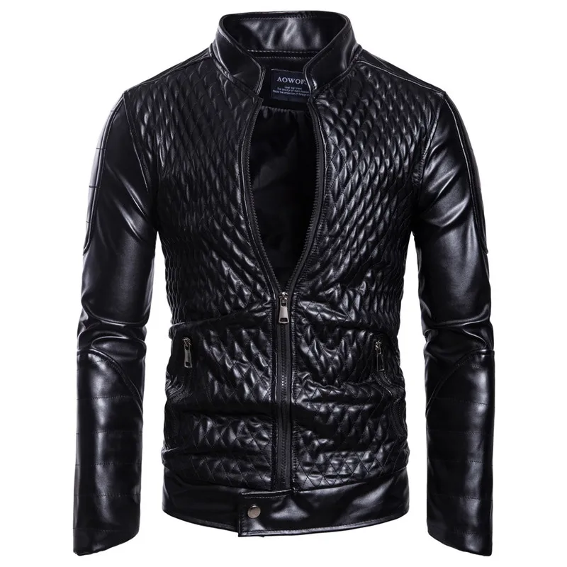 mens leather jacket black