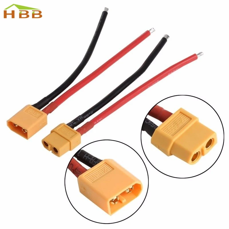 

2Pcs of XT60 Battery Male Female Connector Plug with Silicon 14 AWG Wire #046