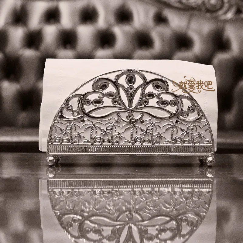 

Silver plated metal towel rack hotel napkin holder alloy square seat table paper coffee restaurant vertical paper towel holder