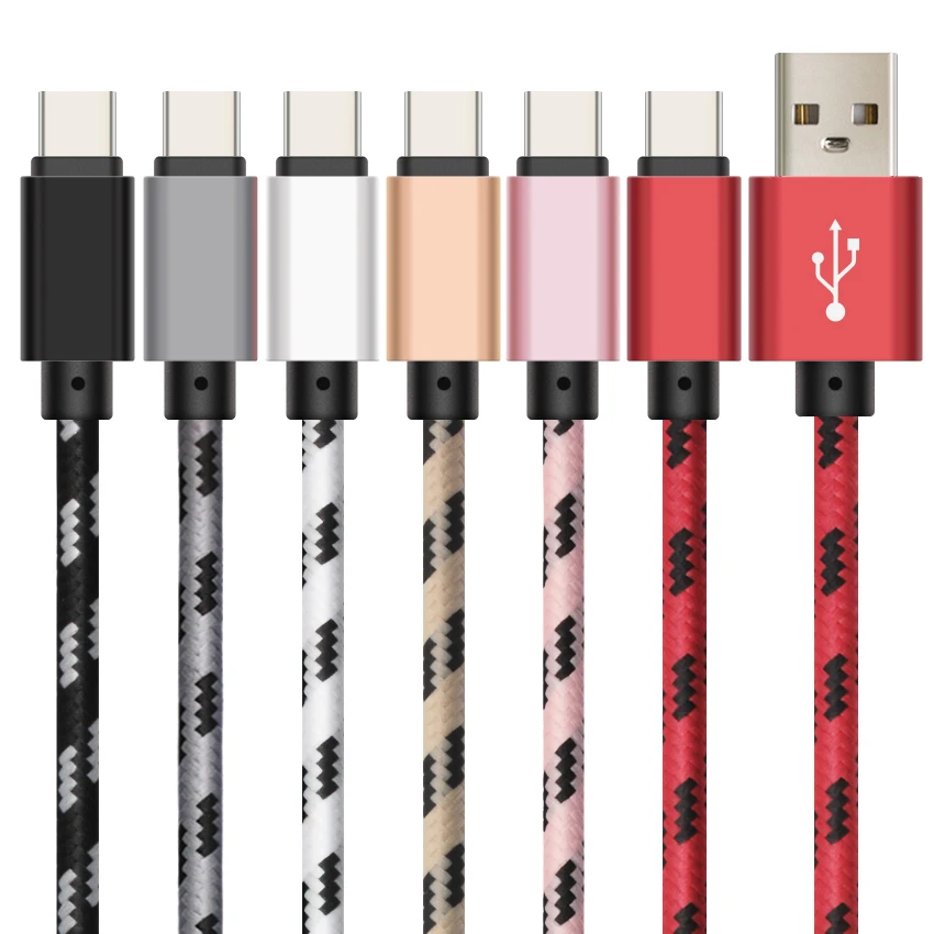2 м USB-C кабель для Xiaomi A1 Тип C зарядный кабель передачи данных Тип usb C нейлон тканые USB кабель для samsung S9 S8 плюс
