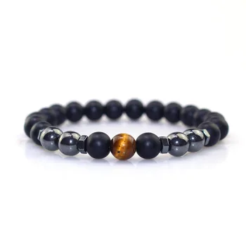 

New Magnetic Health Protection men Natural Black Obsidian Hematite 10pcs/lot Tiger Eye Bead Bracelets fashion charm Jewelry Gift