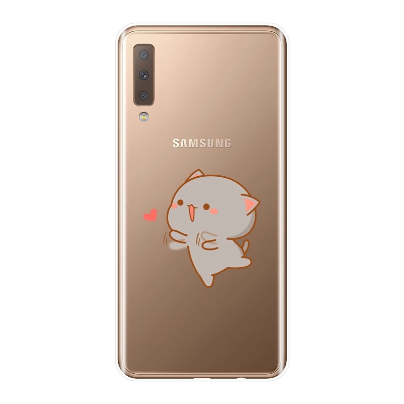 Чехол для телефона Samsung Galaxy A6 A8 Plus 2018 милая пара кошек силиконовая Мягкая задняя