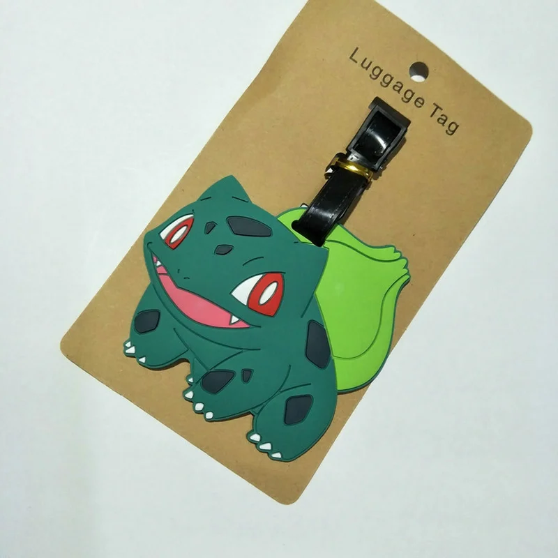 Anime Pokemon Gengar Pikachu PVC key chain Piplup Charmander Squirtle cute funny soft rubber luggage tag boarding pass bag tags