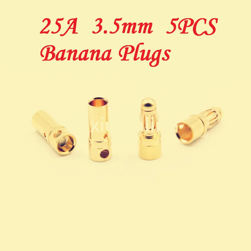 

5PCS/lot YT577 3.5 mm Banana Plugs 25A Gold plated Electrical Multiaxial Welding Connector Free shipping