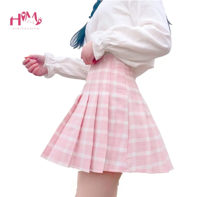 Новая весенняя клетчатая трапециевидная юбка-пачка Харадзюку с завышенной талией, японская школьная форма, Kawaii Harajuku, мини плиссированная юбка