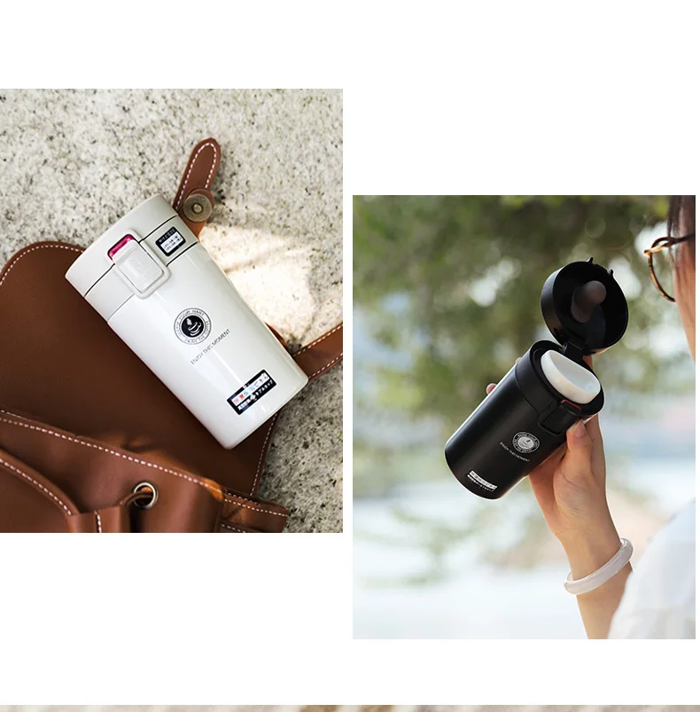 Cute Thermose Cup Thermal Bottle for coffee Vacuum Flasks Cafe Thermose one hand touch stainless steel (14)