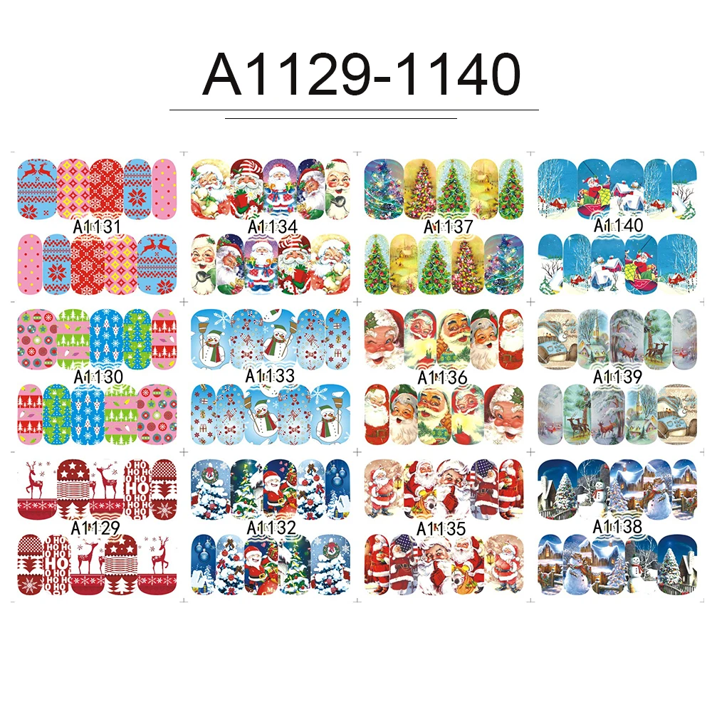 1 Set Inverno Capodanno Disegni Colorati Glitter Di Natale Natale Sticker per le Decorazioni Del Chiodo Punte Filigrana Albero Neve CH298 in 1 Set Inverno