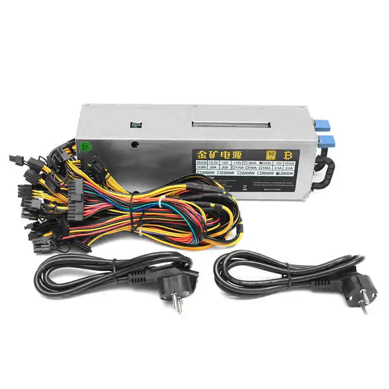 95% Efficiency 2800W 24Pin 12GPU Mining Power Supply For Eth Rig Ethereum Bitcoin Miner 90 PLUS