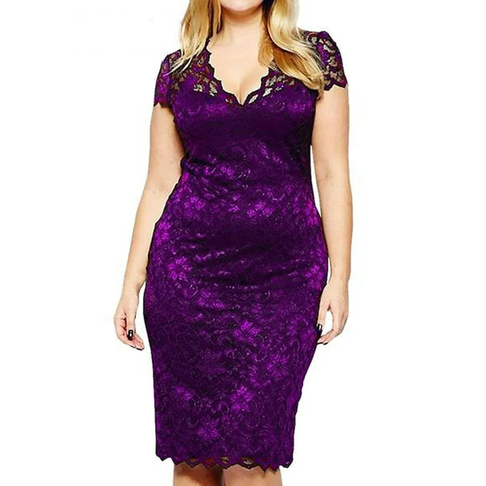 6colors Summer Sexy Lace Hollow Out Party Wrap Dress Fashion Women V Neck Bodycon Pencil Dresses 