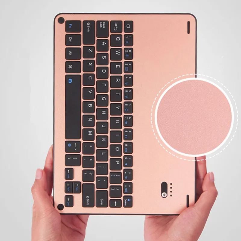 For iPad air Bluetooth Keyboard Leather Case Metal Smart Keyboard Cover Wireless keyboard for ipad air2 /ipad pro9.7+Clear Scree