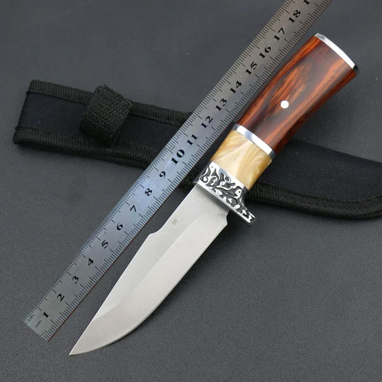 

High quality Damascus steel forged straight knife hunting 62HRC hardness outdoor self-defense knife tactical army Survival knife