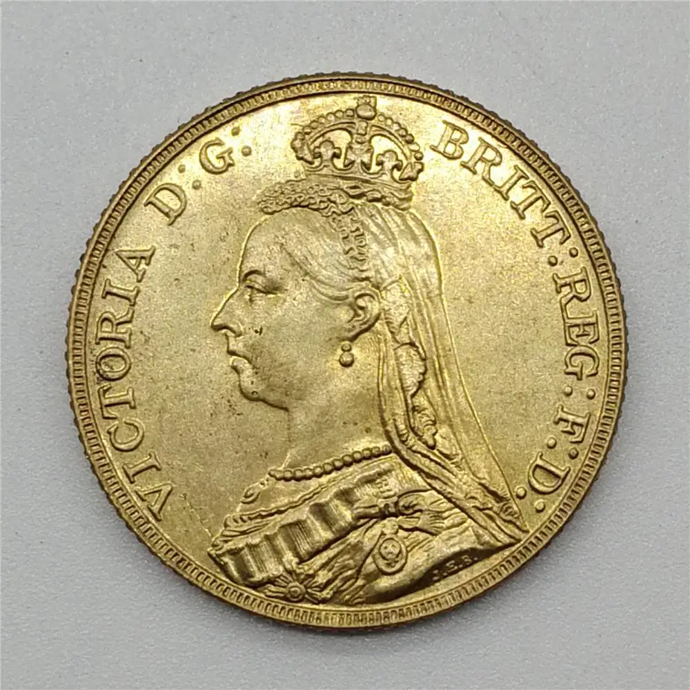 1888 британская монета рыцаря из латуни, позолоченная монета королевы Виктории