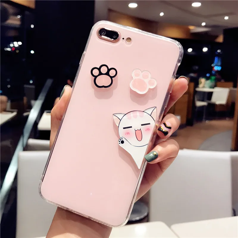 KISSCASE-Cute-Case-For-iPhone-6-6s-7-plus-Case-Cover-Cat-Pink-Black-Silicon-Phone(6)