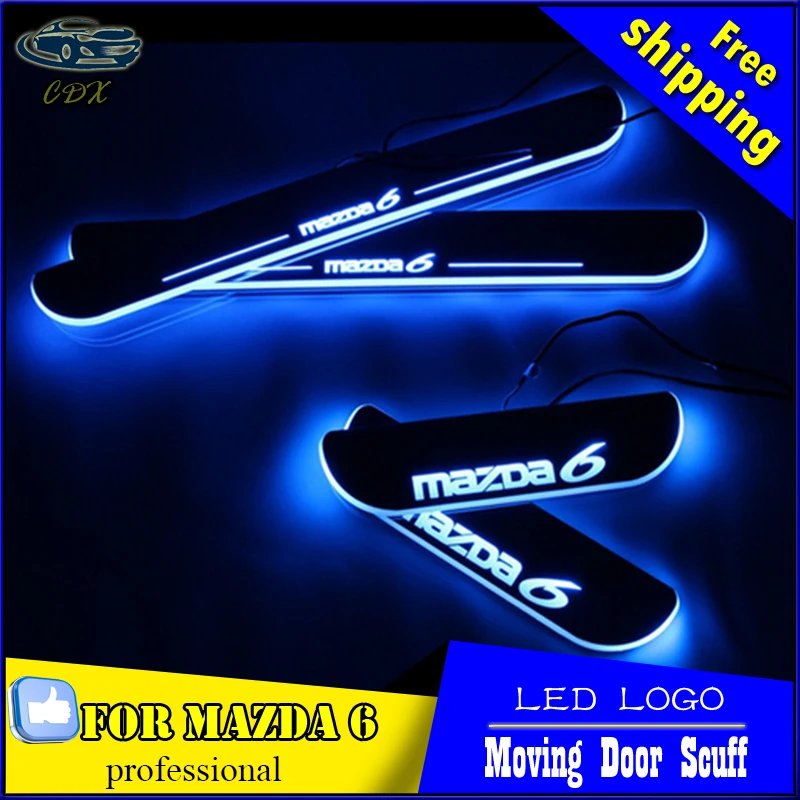 Car Styling LED Moving Door Scuff for Mazda 6 2014-2016 Door Sill Plate LED Welcome Pedal LED Brand Logo Drl Accessories