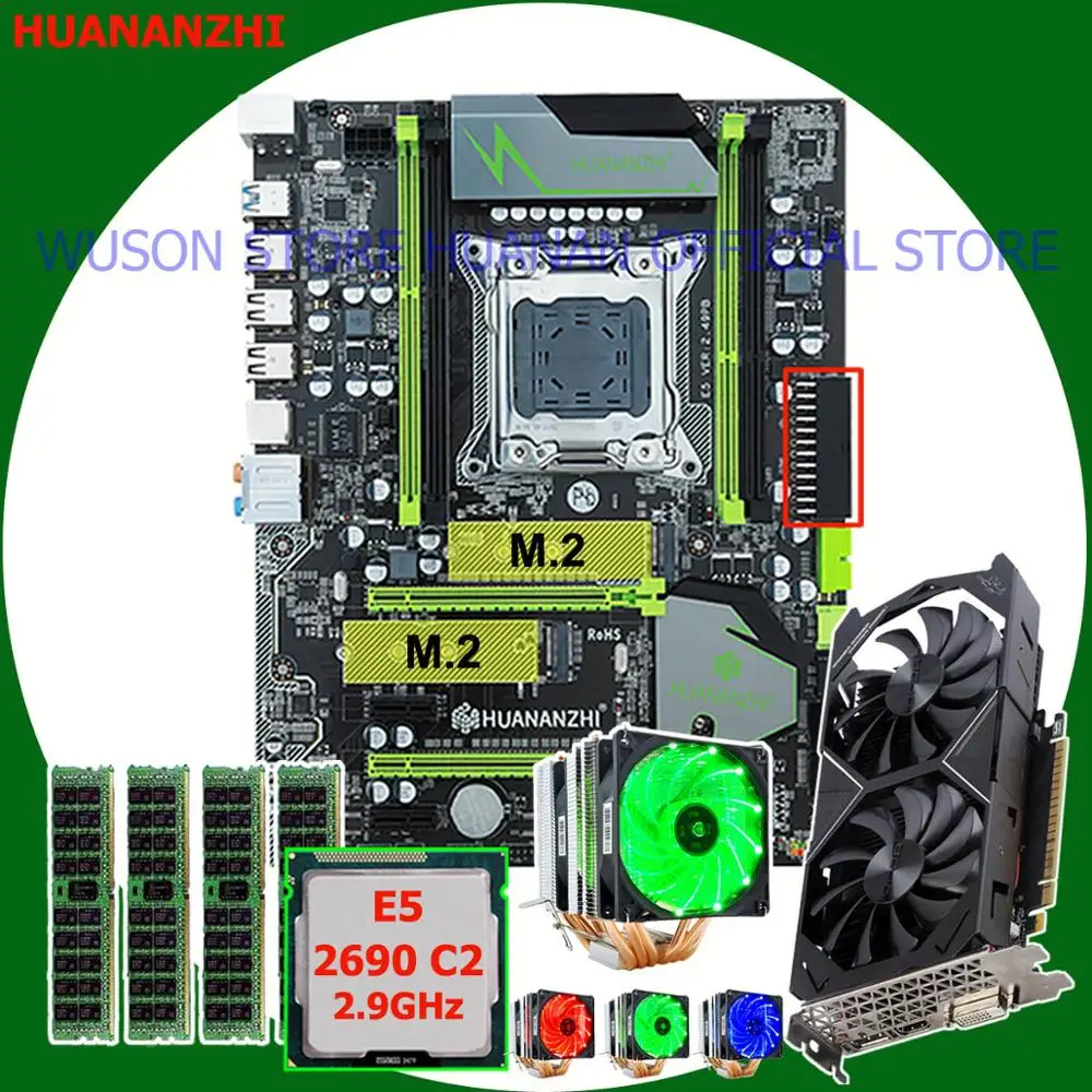 Хорошая материнская плата HUANANZHI X79 Pro с двумя слотами M.2 видеокарта GTX1050Ti 4G cpu Xeon E5 2690 2,9 GHz с кулером ram 16G(4*4G