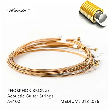 

Acoustic Guitar Strings Original A6102 Great Tone Long Life Coated Phosphor 80/20 Bronze Medium 013-056 Wound String