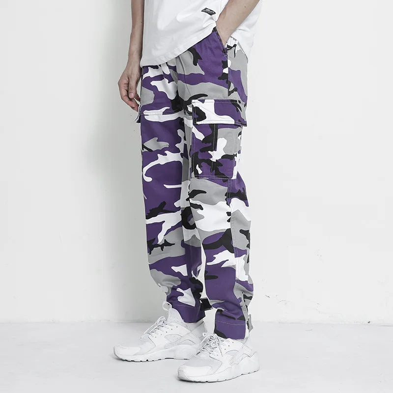 Для мужчин Штаны Pantalon Hombre хип-хоп Уличная осень брюки-карго Штаны Для мужчин Повседневное модные камуфляжные шнурок пот Штаны
