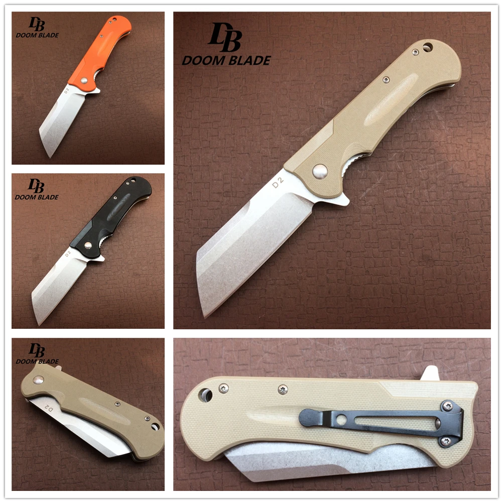 

7.7" 60HRC Knives Outdoor Survival Practical Hand Tool D2 Blade G10 Handle Ball Bearings Flip Tactical Folding Knives Hunting