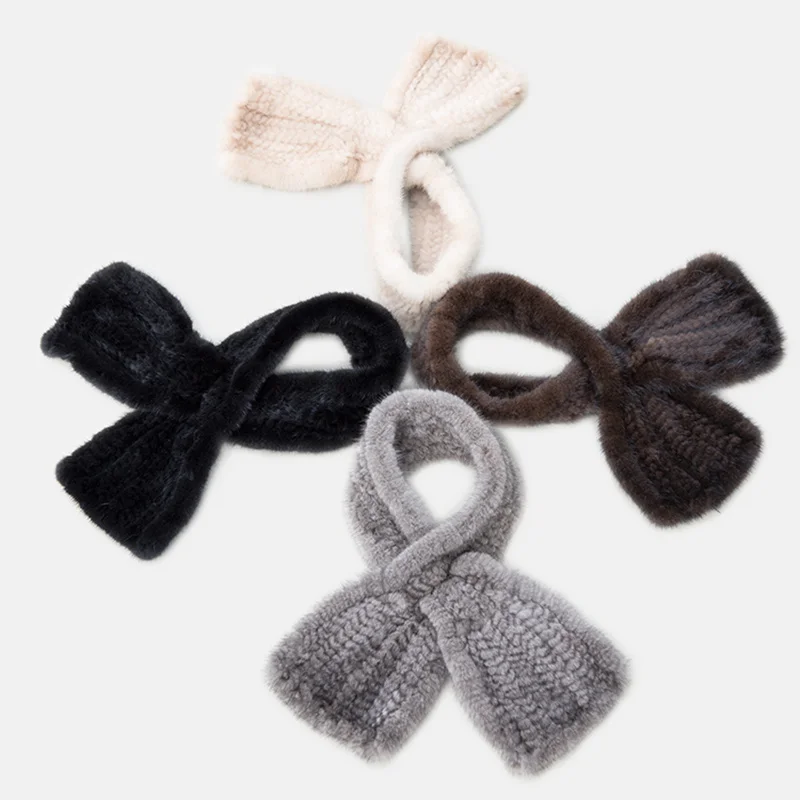 Женские осенне-зимние вязаные кольца из натурального меха норки, шарфы, женские меховые накидки из пашмины LF4309