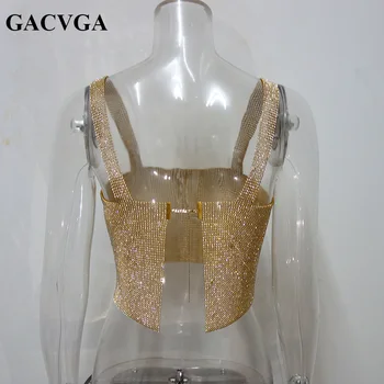 GACVGA 2020 Glitter Women Rhinestone Party Tank Tops Summer Beach Crystal Bustier Crop Top Sexy Diamonds Nightclub T-Shirt Camis 10