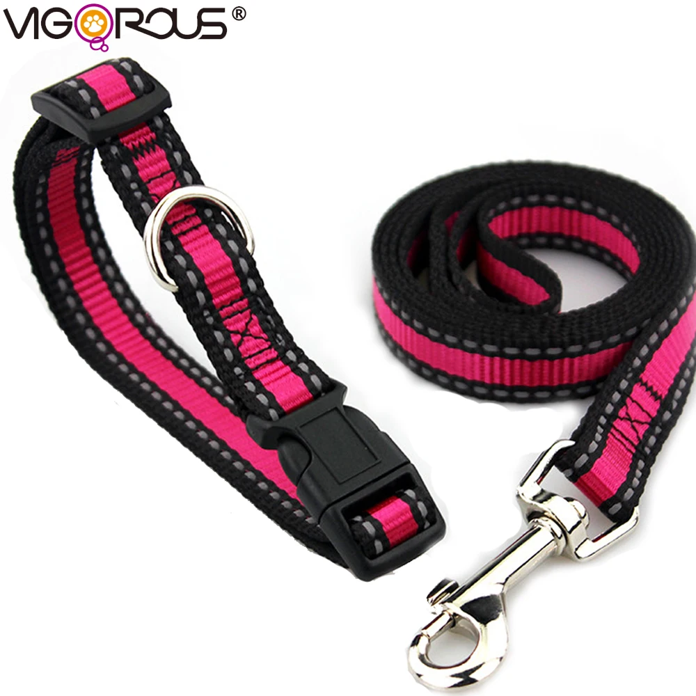 Reflective Dog Collars Leashes Set Nylon Pets Rope Leads for Small