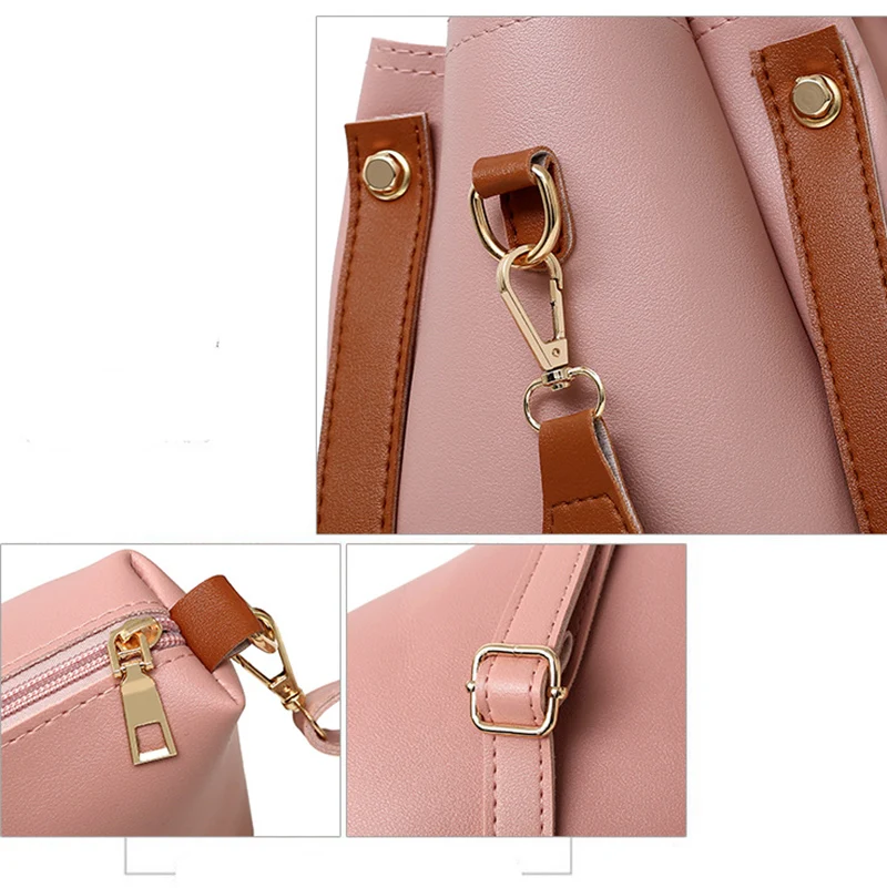 High Capacity White Messenger Bag and Fashion One-Shoulder Hand Bucket Four-piece Lady Bag Set for Women High Capacity White Messenger Bag and Fashion One-Shoulder Hand Bucket Four-piece Lady Bag Set for Women