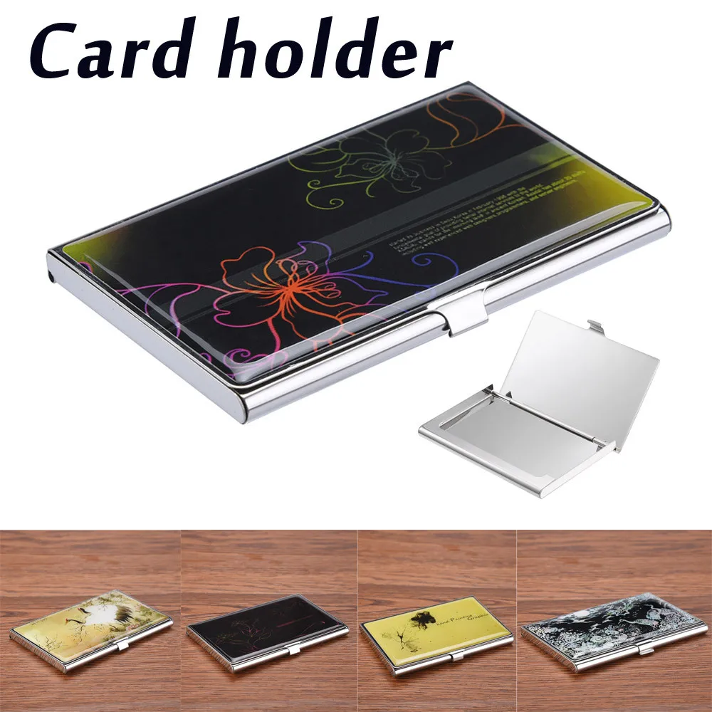 

Card Holder Stainless Steel print Aluminium Credit Card Case Women Wallets Nueva Vogue Men ID Card Box Cartao De Visita oct5