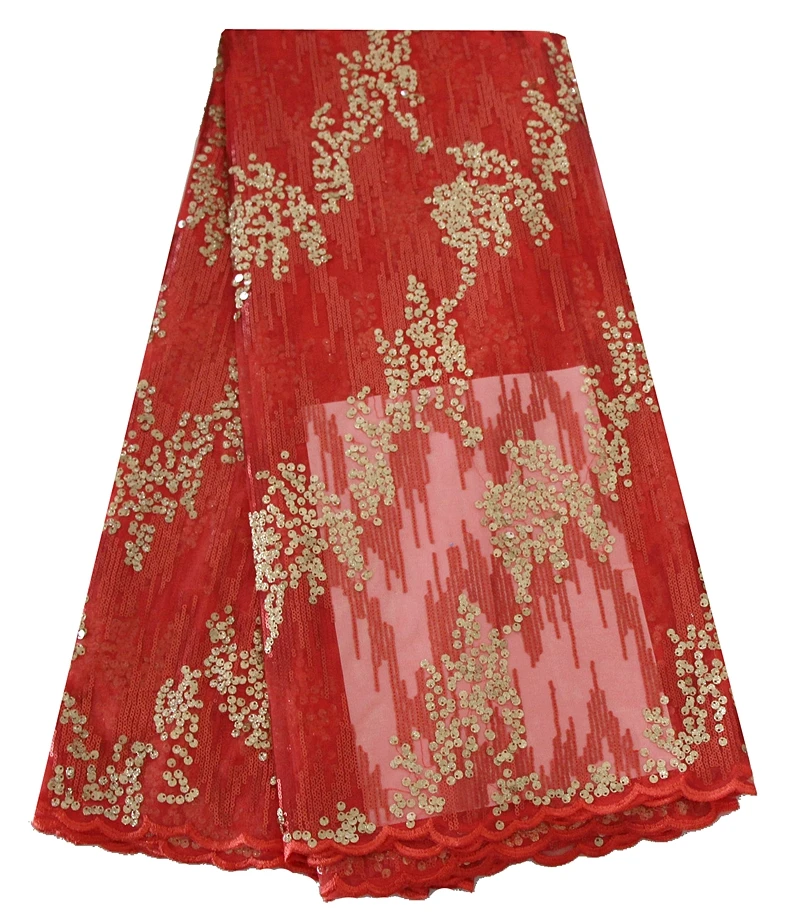 

Ourwin Clearance Sale Sequence Lace Fabric Red French Lace Fabric Lemon Green Nigerian Lace Fabrics for Wedding Party Dresses