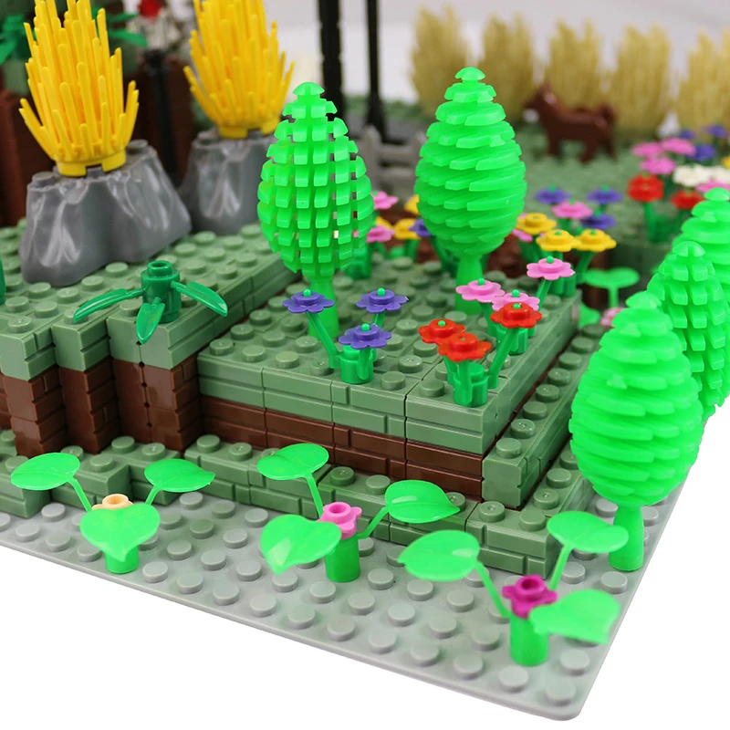 Городской блок MOC Mini City Bush деревья трава растения светильник Строительные блоки
