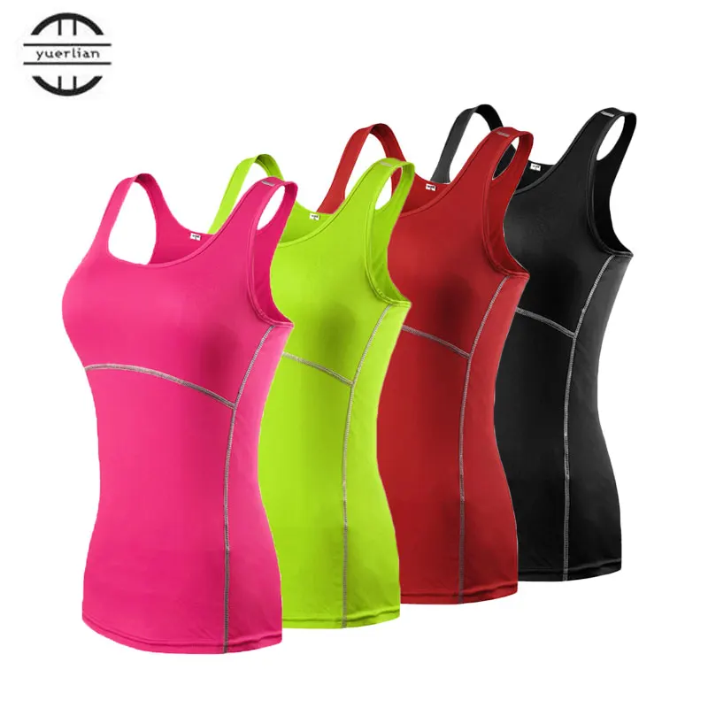 

Yuerlian Hot Girls Skinny Sportswear Compression Fitness Tights Gym Yoga Shirt Run Sports suit Women Bodybuilding Crop Vest Tops