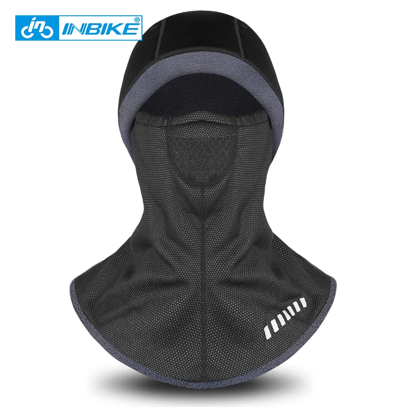 

INBIKE Thermal Fleece Hat Hooded Neck Warmer Cycling Face Mask Winter Sports Face Mask for Men Bike Helmet Beanies Masked Cap