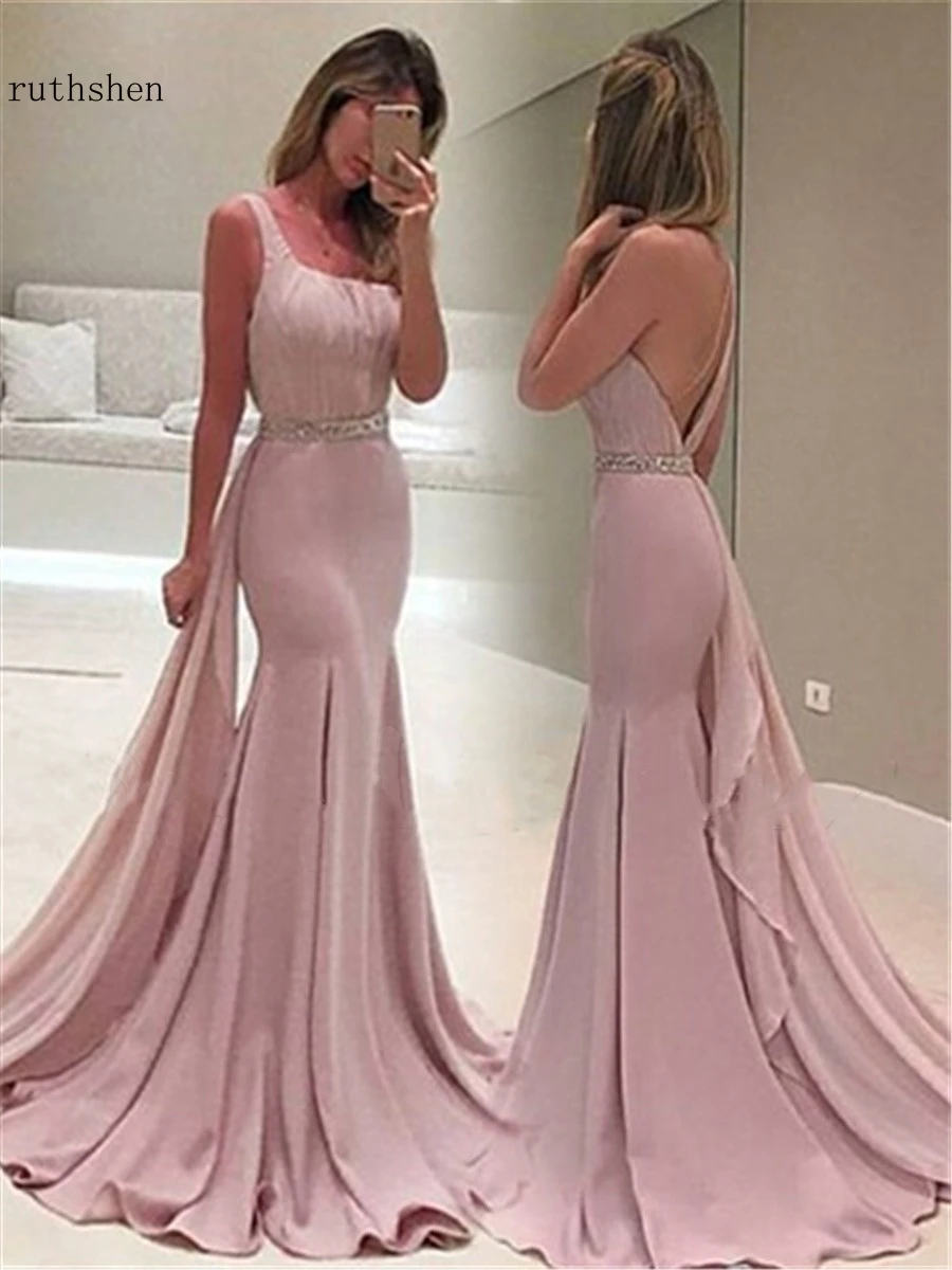 

Formal Dress Women Elegant Mermaid Gown One-shoulder Pink Evening Wear Vestido De Festa Longo Special Occasion Dresses