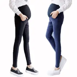 Брюки для беременных осень мыть беременных Для женщин джинсы корейской моды стрейч живот проп джинсы для беременных Для женщин джинсовые