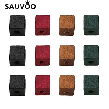 

SAUVOO 50pcs 12mm 14mm Natural Square Wood Bead Big Hole Beads Loose Spacer Charm No Harm Wood Beads for DIY Kid Jewelry Making