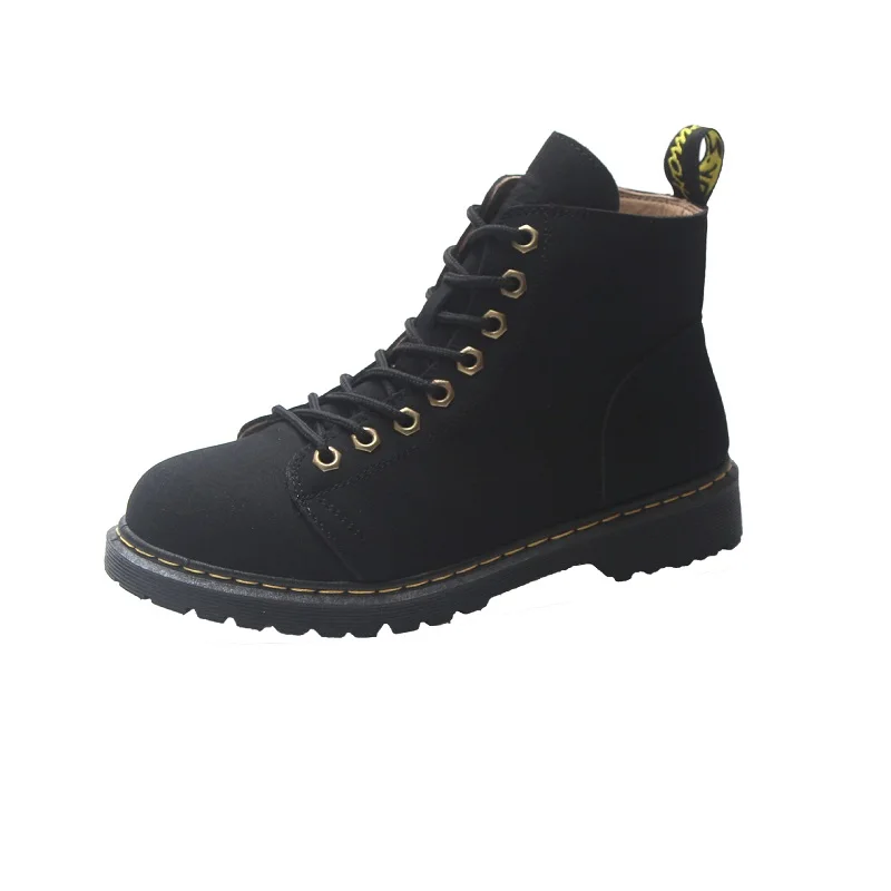 

2018 new autumn Europe and America large size round head front lace fashion student ladies boots black ljj 1119